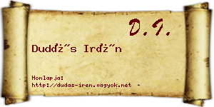 Dudás Irén névjegykártya